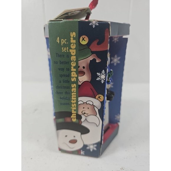 4 Xmas Cheese Spreader Knives Santa Reindeer Snowman Nutcracker Original box - Picture 7 of 7